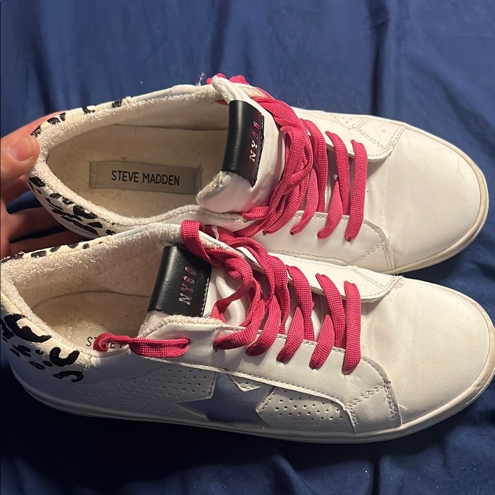 Steve Madden White Sneakers with Pink Laces
